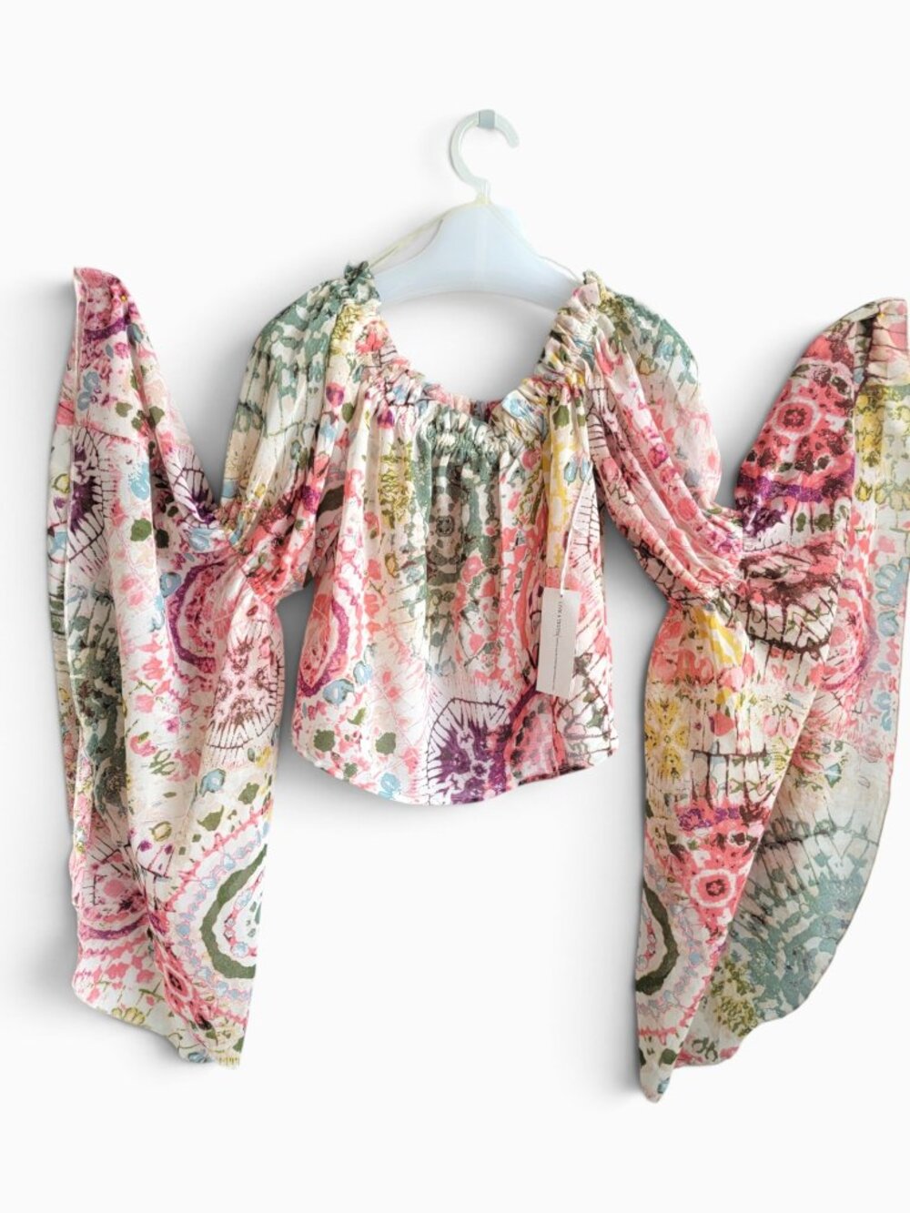 Live 4 Truth Floral Bell Sleeve Blouse M Boho Romantic Cottagecore Festival